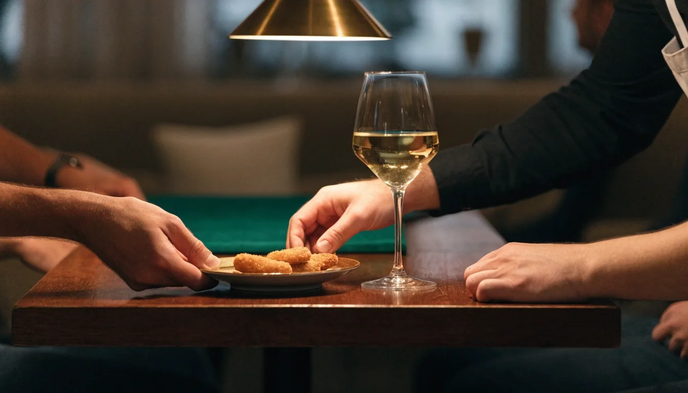 Stół przygotowany dla grupy w prywatnej części lounge z przekąskami do podziału